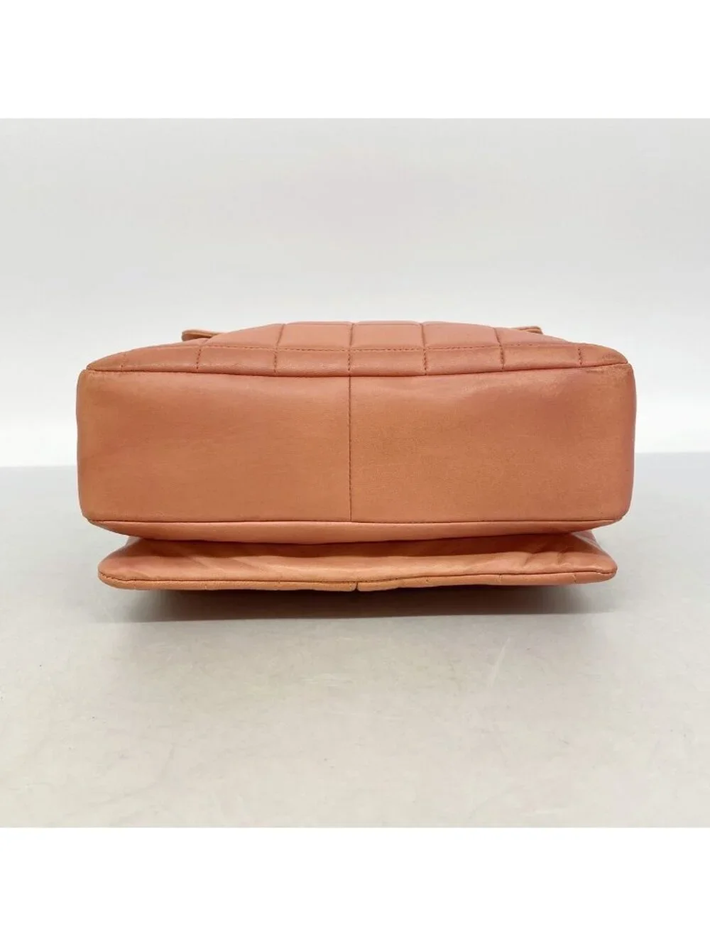 Chanel Shoulder Bag Choco Bar Lambskin Coral Pink Silver